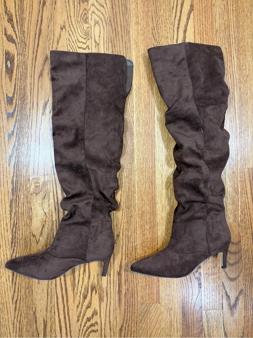 Sepia Faux Suede Low Stiletto Heel Slouchy Boots (8)